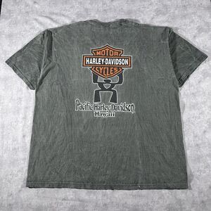 Vintage 1998 Hawaii Harley Davidson Acid Wash Design Gray T-Shirt Size Large